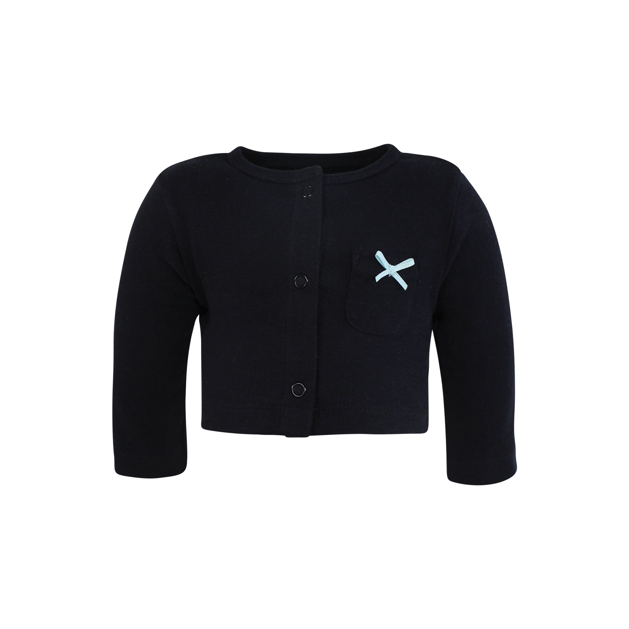 Hudson Baby Infant and Toddler Girls Cotton Dress and Cardigan Set, Mint Black Heart, 6-9 Months