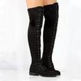 thumbnail image 5 of Women's Chunky Low Heel Over The Knee Boots, Solid Color Lace Up Shoes, Comfort Round Toe Shoes, 5 of 6