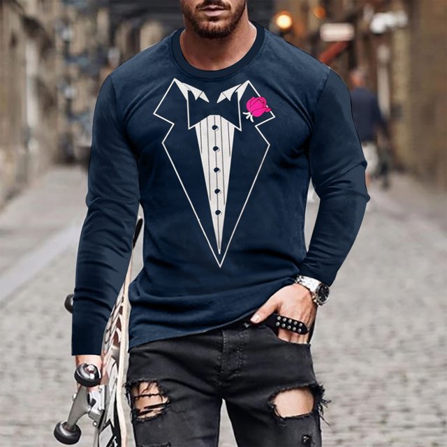 Blusas y camisas de manga larga y cuello redondo, camisetas casuales de moda para hombre, camisetas deportivas con estampado navideño, camisetas de manga larga, blusas de manga larga y cuello redondo,