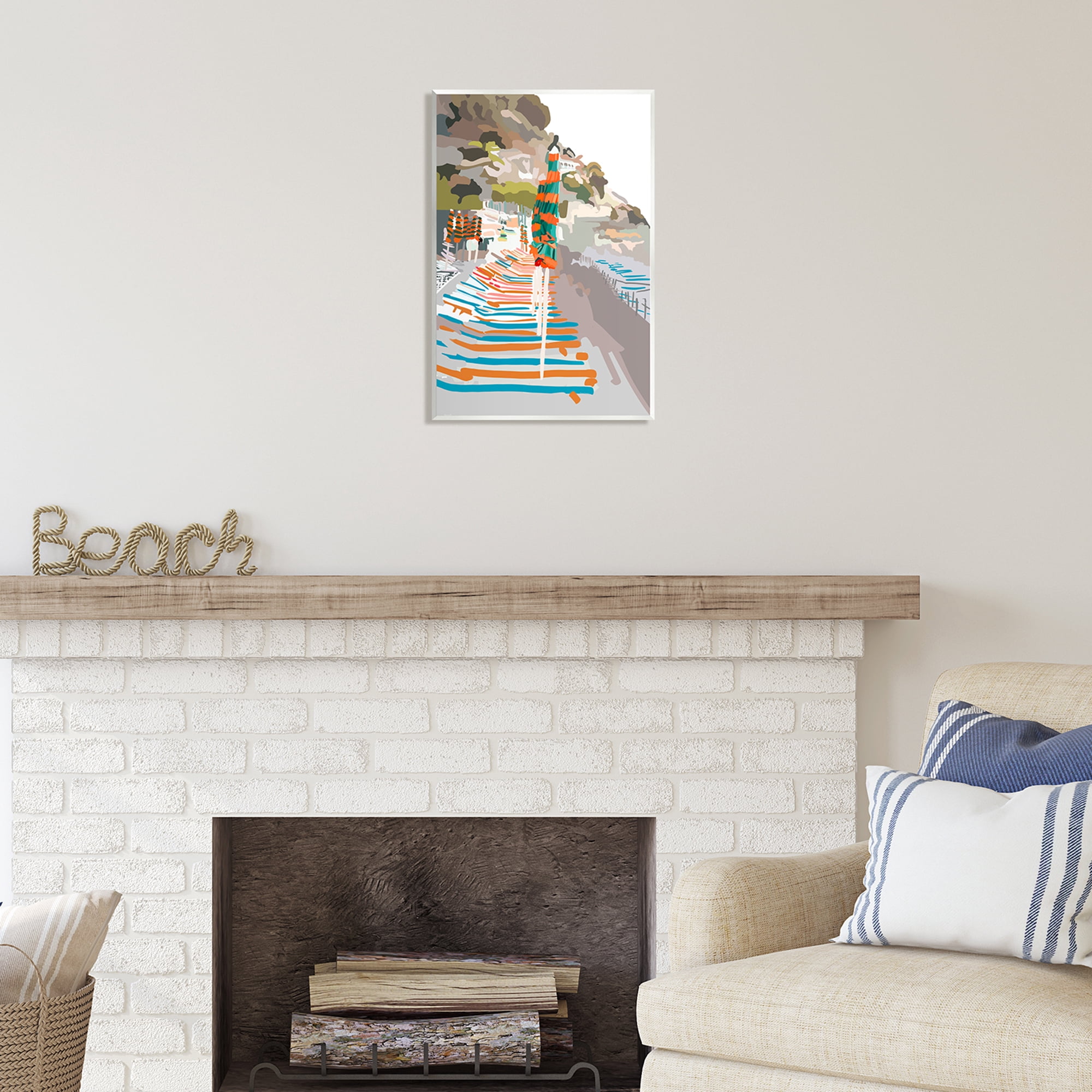 Stupell Industries Beach Vacation Coast Nature Painting Unframed Art Print Wall Art, 13 x 19