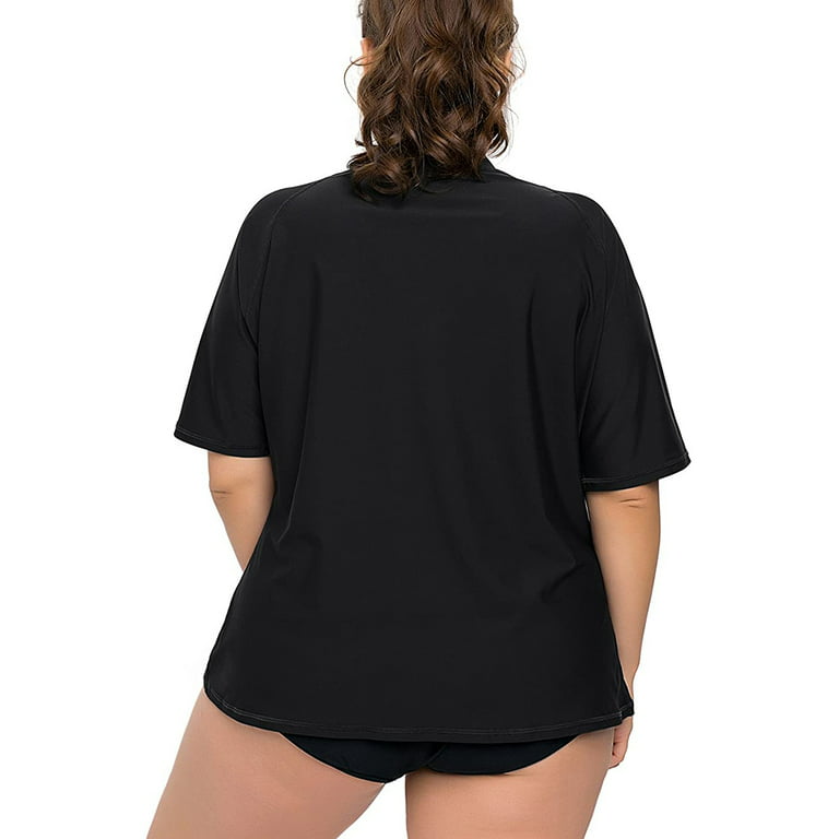 Women Plus Size Rash Guard Short Sleeve Rashguard UPF 50+ Swimming Shirt