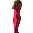 thumbnail image 3 of Women'S Spaghetti Strap Midi Satin Silk Dresses Slip Cowl Neck Party Cocktail Evening Dress Wine Red S, 3 of 8