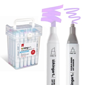 Kingart Pro Double-Ended Art Alcohol Markers, Pastel Set of 24