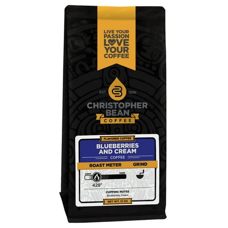 Blueberries & Cream Decaf Flavored Whole Bean Coffee, 18 Count Box Single