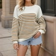 thumbnail image 2 of Women's Sweaters Dropped Shoulders Jumper 2025 New Knit Shirts Stripe Pullover Oversized Clothing Ribbed Cable Knit Tops Casual Relaxed Sweater, 2 of 9