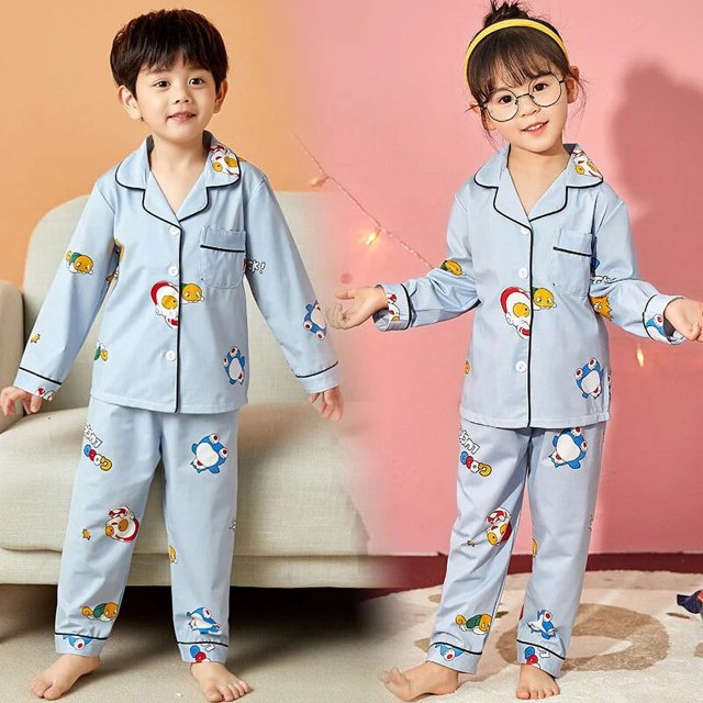 Conjuntos de pijamas para niños de algodón, ropa de casa de dibujos animados para niños, traje informal de manga larga para niñas, conjunto de pijamas de Navidad, ropa de dormir 2023