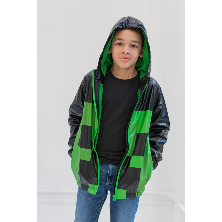 Minecraft Creeper Winter Hoodie Coat, Zipper Jacket for Big Boys
