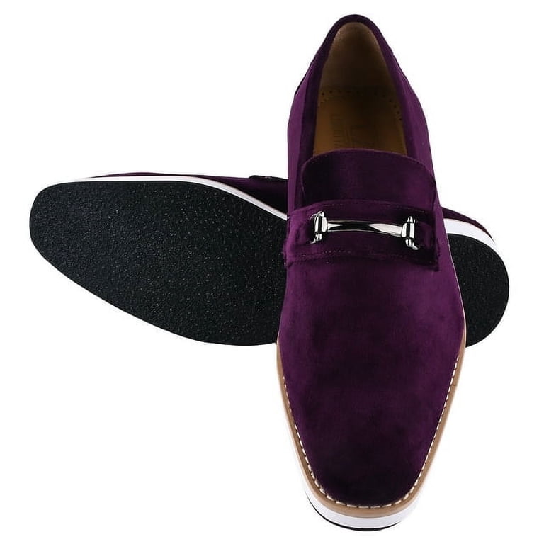 LIBERTYZENO Men\'s Genuine Purple Suede Leather Loafer Tassel Slip-On Tuxedo Shoe LIBERTYZENO Mens Classic Velvet slip on Loafer Shoes Purple  main image 4