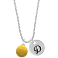 thumbnail image 1 of Delight Jewelry Silvertone Large Tennis Ball Silvertone Script Initial Disc - D - Charm Necklace, 20"+3", 1 of 4