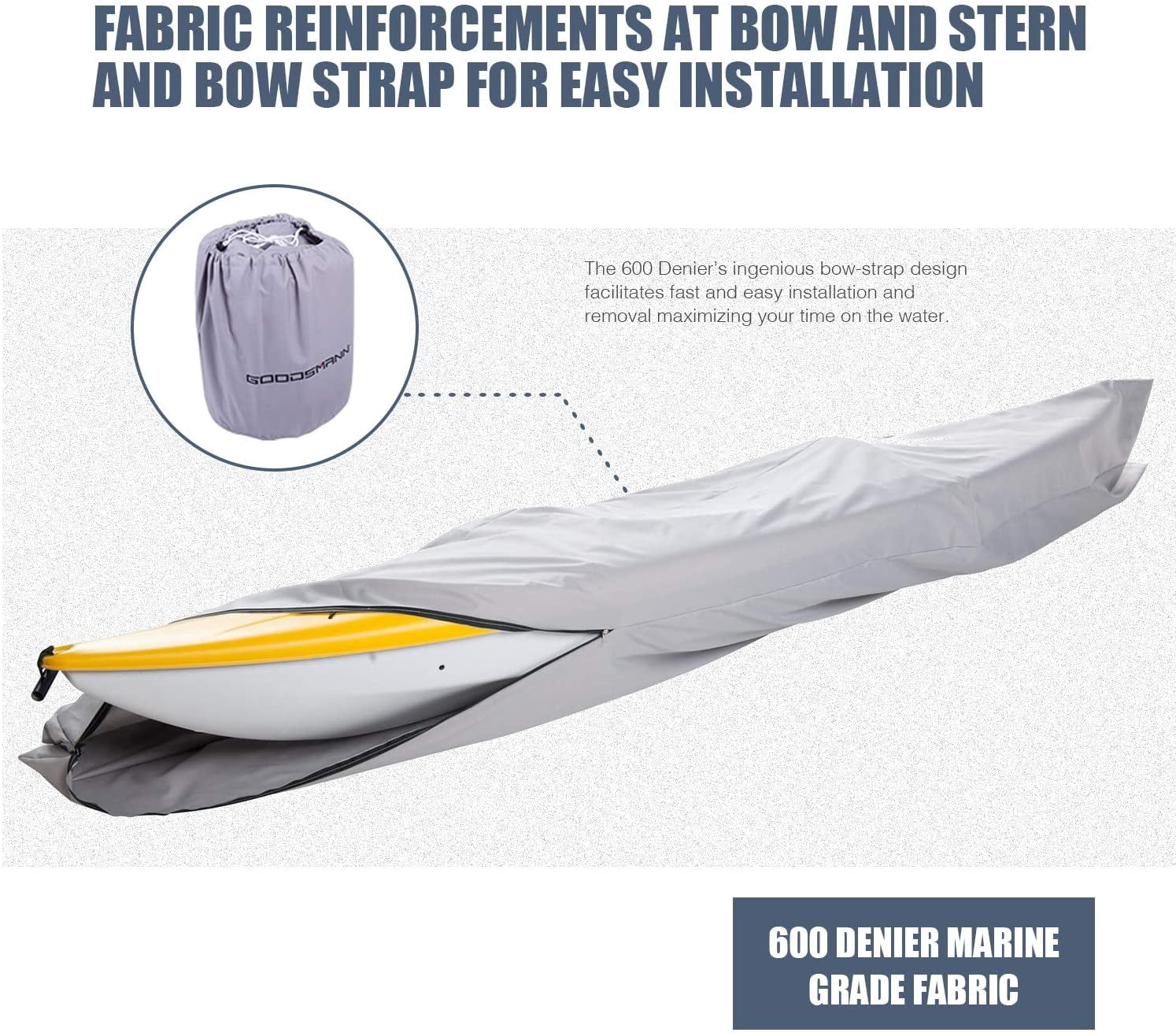 Goodsmann boat cover,Kayak cover,Canoe Cover,Silvery gray,water resistant,weather protection,trailerable,9921-0172-31 (10' Kayak/Canoe Cover)