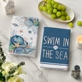 thumbnail image 6 of Sm:)e Marine Animals Shell Summer Kitchen Dish Towels 18x26 Inch Set of 4, Blue, 6 of 7