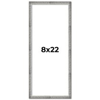 8x22 Frame Silver Grey Distressed Solid Wood Picture Frame | 0.75 Inch Moulding Width | Interior