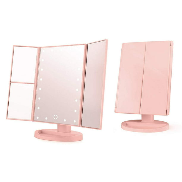Led Vanity Mirror, Tri Fold Makeup Vanity Mirror With 21 Dimmable Touch Led Lights