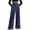 Navy, variant on QHFBli Women's Polka Dots Wide Leg Pants Elastic Waist Baggy Trousers