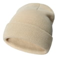 thumbnail image 2 of VeFlora 1pc Kids’ Solid Stretch Knit Beanie – Soft, Warm & Safe Winter Hat for Toddlers & Children(Beige/3-24 Months), 2 of 3