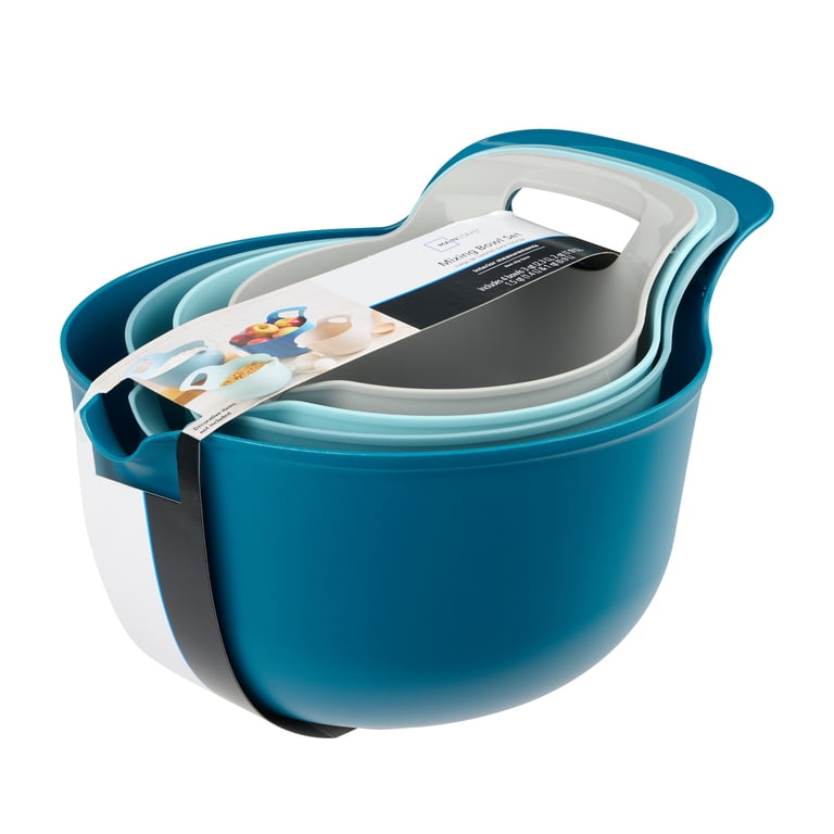 Mainstays 4-Piece Nesting Plastic Mixing Bowl Set, Blue photo 8