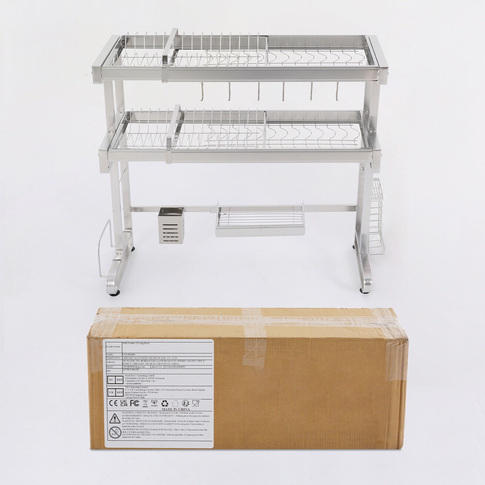 2-Tier Dish Drying Rack Over Sink Dish Drying Rack, Stainless Steel Expandable Over Kitchen Sink