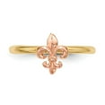 thumbnail image 3 of 14K Two-Tone Gold Ring Band Themed Textured Back Polished Fleur de Lis, 3 of 4