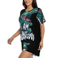 thumbnail image 2 of Naloa Hungry Tyrannosaurus Women's Short-Sleeved Pajama Set, Loungewear, Summer pajamas, Breathable Cozy - X-Large, 2 of 9