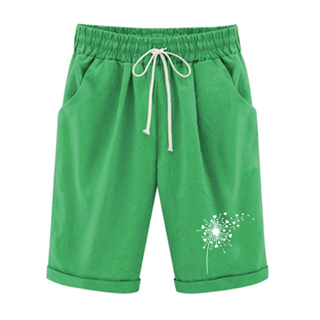 Mujeres Pantalones Cortos Casual, Cintura Elástica Día de la Independencia de la Impresión Pantalones Cortos con Cordón con Bolsillos para Verano Primavera de Uso Diario, Pantalones Cortos de Verano P
