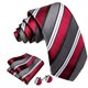 thumbnail image 2 of Conjunto de Corbata Barry.Wang de Seda Tejida con Rayas y Pañuelo de Bolsillo, 2 of 8