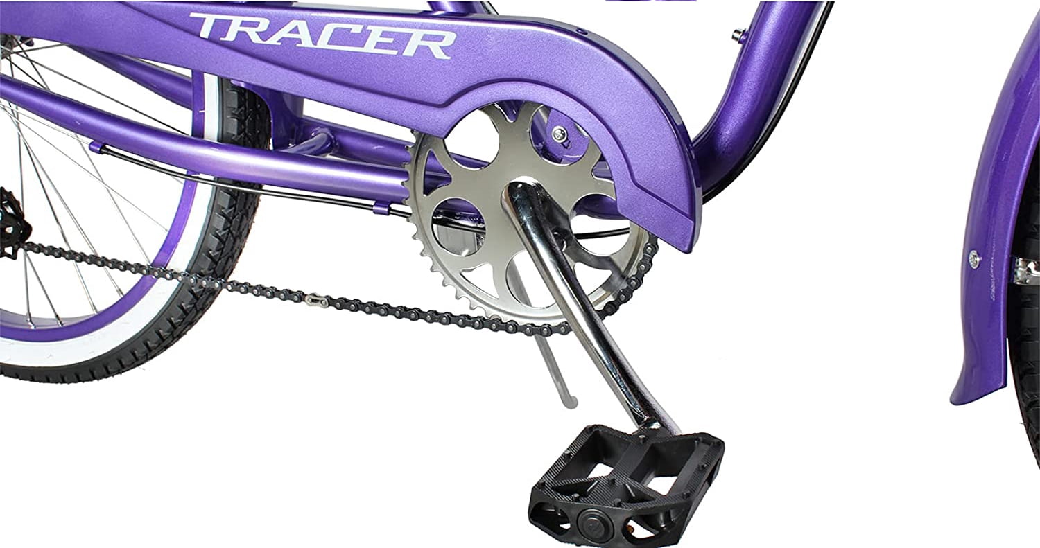 WonderWheels 26" Beach Cruiser Coaster Brake Stainless Steel Spokes One Piece Crank Alloy Orange Rims 36H W/ Fenders - Purple