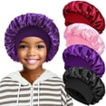 thumbnail image 3 of Satin Bonnet for Girls,Shower , Hair Care Cap for Chrildren,Soft Wide Elastic Band Sleep Hair Bonnet for Curly Hair Braids for Teens Child Toddler, 3 of 7