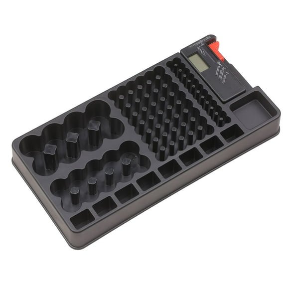 Battery Organizer Storage Case with Removable LCD Tester Various Slot Size for AAA, AA, 9V,