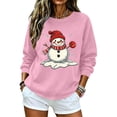 thumbnail image 6 of Jsaierl Women's Christmas Sweatshirts Funny Snowman Graphic Sweatshirt Party Work Pullover Crewneck Holiday Long Sleeve Tops S-2XL, 6 of 7