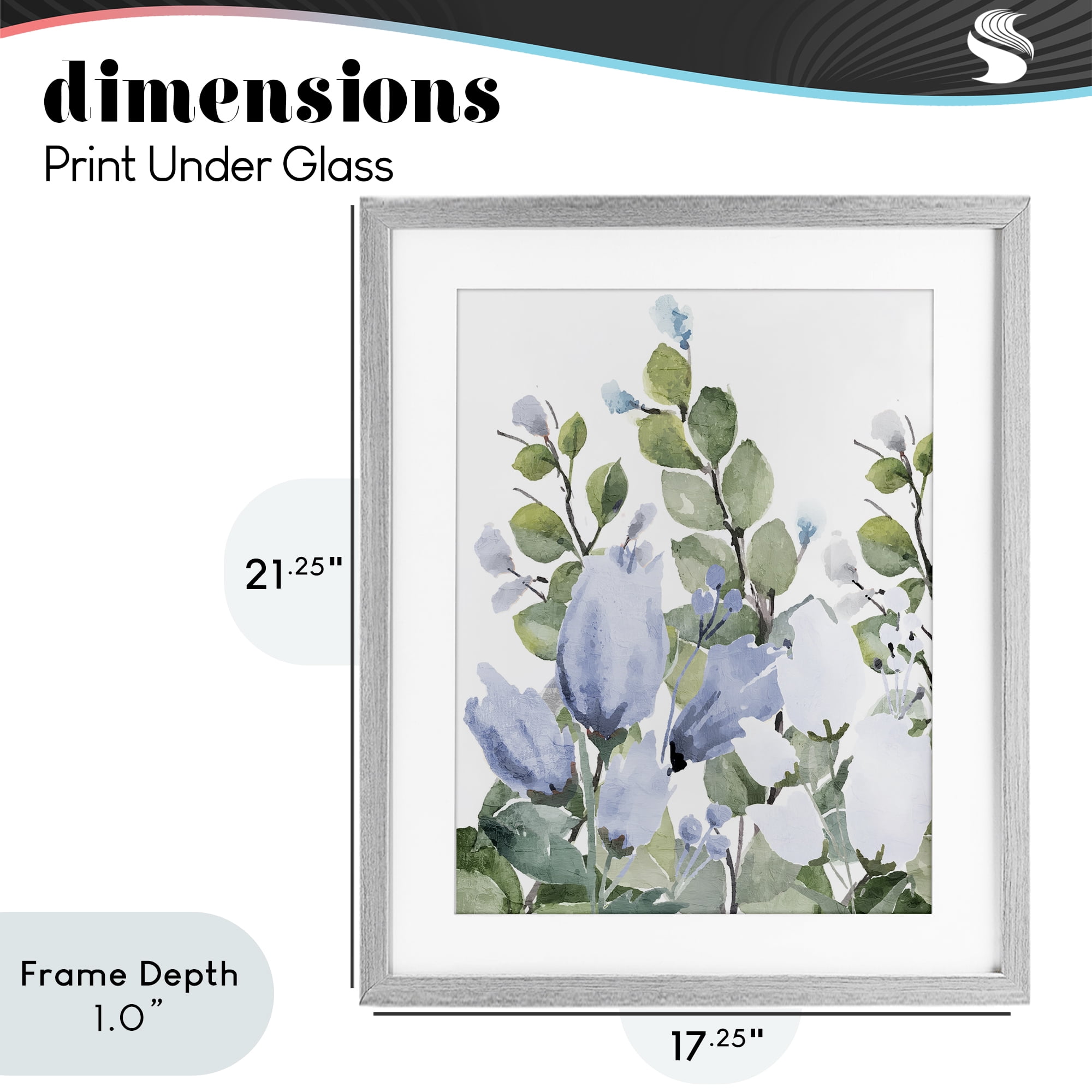 Stupell Industries Blue Spring Botanicals Gray Framed Print Under Glass, design by Kim Allen