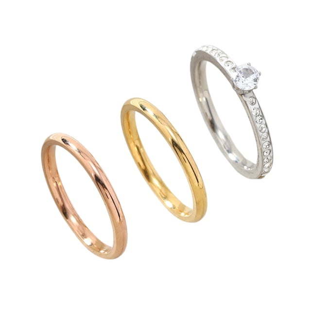 Lightweight Stainless Steel Ring Stainless Steel Stacking Rings Set for Women Exquisite Jewelry Gifts Round Cubic Zirconia Wear Birthdays Christmas