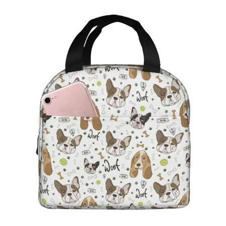 Insulated Lunch Bag for Women Men - woof Cute Dog Puppy Leakproof Cooler Lunch Box for Women Men  Lunch Tote Bags for Work School Picnic Travel