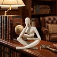 thumbnail image 6 of Abstract Reading ThinkerStatue – Modern Art Figurine for Home & Office Decoration, Beige, 6 of 6