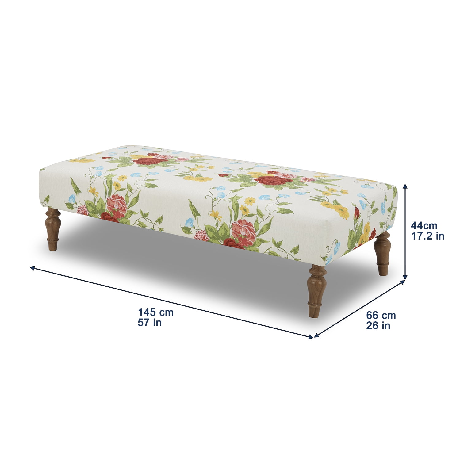 The Pioneer Woman Vintage Floral Rectangular Ottoman, White