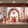 thumbnail image 3 of Red Heart Valentine's Day Banner Pink Flower Dance Party Display Balloon Decor Cupcake Design Romantic Backdrop for Valentine's Day Party Dance Event Romantic Celebration, 3 of 9