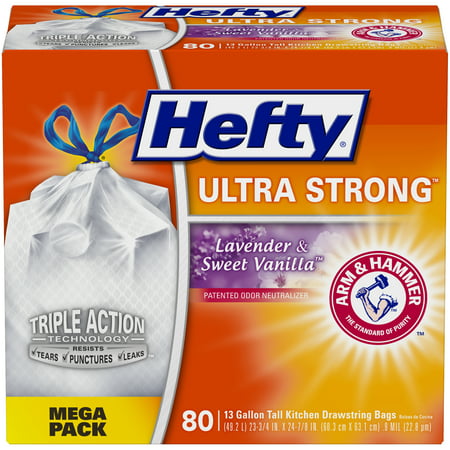Hefty® Ultra Strong™ Tall Kitchen Trash Bags, 13 Gallon, 80 Bags (Lavender & Sweet Vanilla™