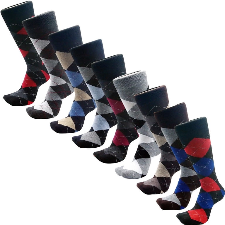 USBingoshopTM Mens Cotton Dress Socks (12 Pack) Argyle 10-13