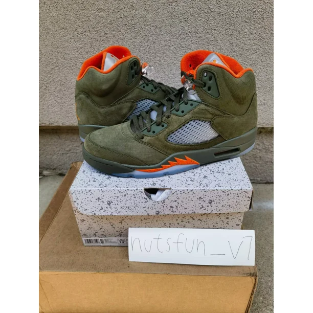 Ni - ke Ni - ke Air Jordan 5 Retro Olive Solar Orange DD0587-308 Men's Size 8-14