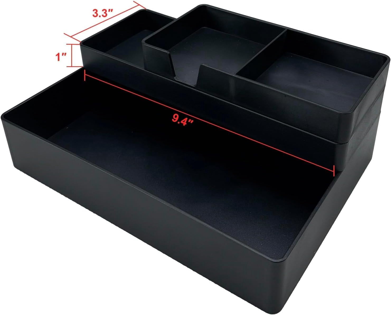 Rectangular Plastic Desk Organizer, Half Accessory Tray for Office Supplies and Workspace Organization, 9.4" x 3.3" x 1", White