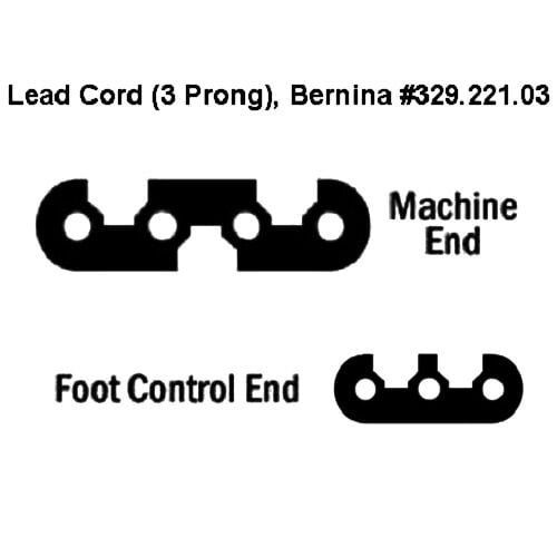 3 Prong Cutex™ Lead Power Cord #329.221.03 For Bernina Sewing Machines