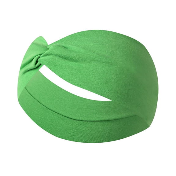 Bbyeadc Sweat Band for Women Widening Sweat Wicking Twist Headbands Elastic Solid Color Turband Fashion Sweatband for Running Yoga Gym,Green(One Size)