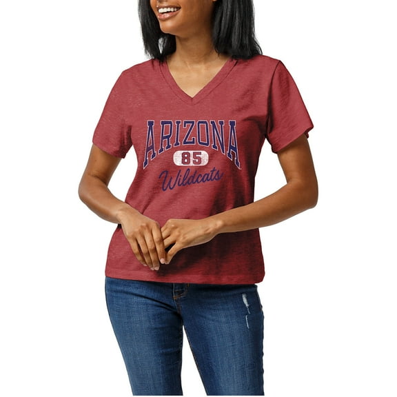 Women's Heather Red Arizona Wildcats Intramural Tri-Blend Boyfriend V-Neck T-Shirt