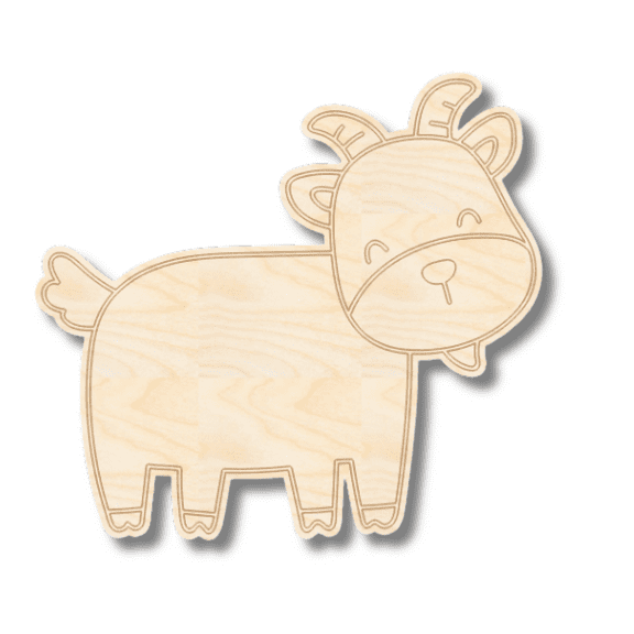 Unfinished Wood Etched Farm Goat Shape 8" / 1/8"