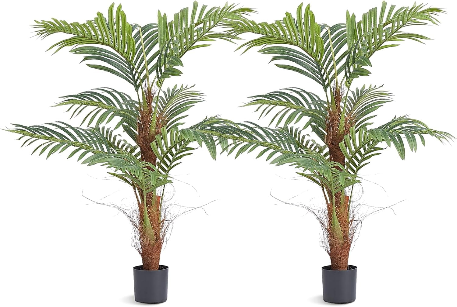 Artificial Palm Tree 4ft 2Pack Lifelike Faux Greenery with Moss Pot for Indoor Outdoor Living Room Office