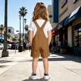 thumbnail image 5 of Landzoo Kids Girls Shorts Solid Color Elastic Waist With Pockets Summer Quick Dry Girls Overalls Shorts Size 12-13 Years Coffee, 5 of 9