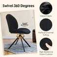 thumbnail image 3 of 19" Velvet Swivel Office Chair No Wheels, Upholstered Armless Modern Desk Task Chairs Criss Cross Chair Legged No Wheels and No Arms, Swivel Vanity Chairs for Bedroom Home Office, Black, 3 of 17