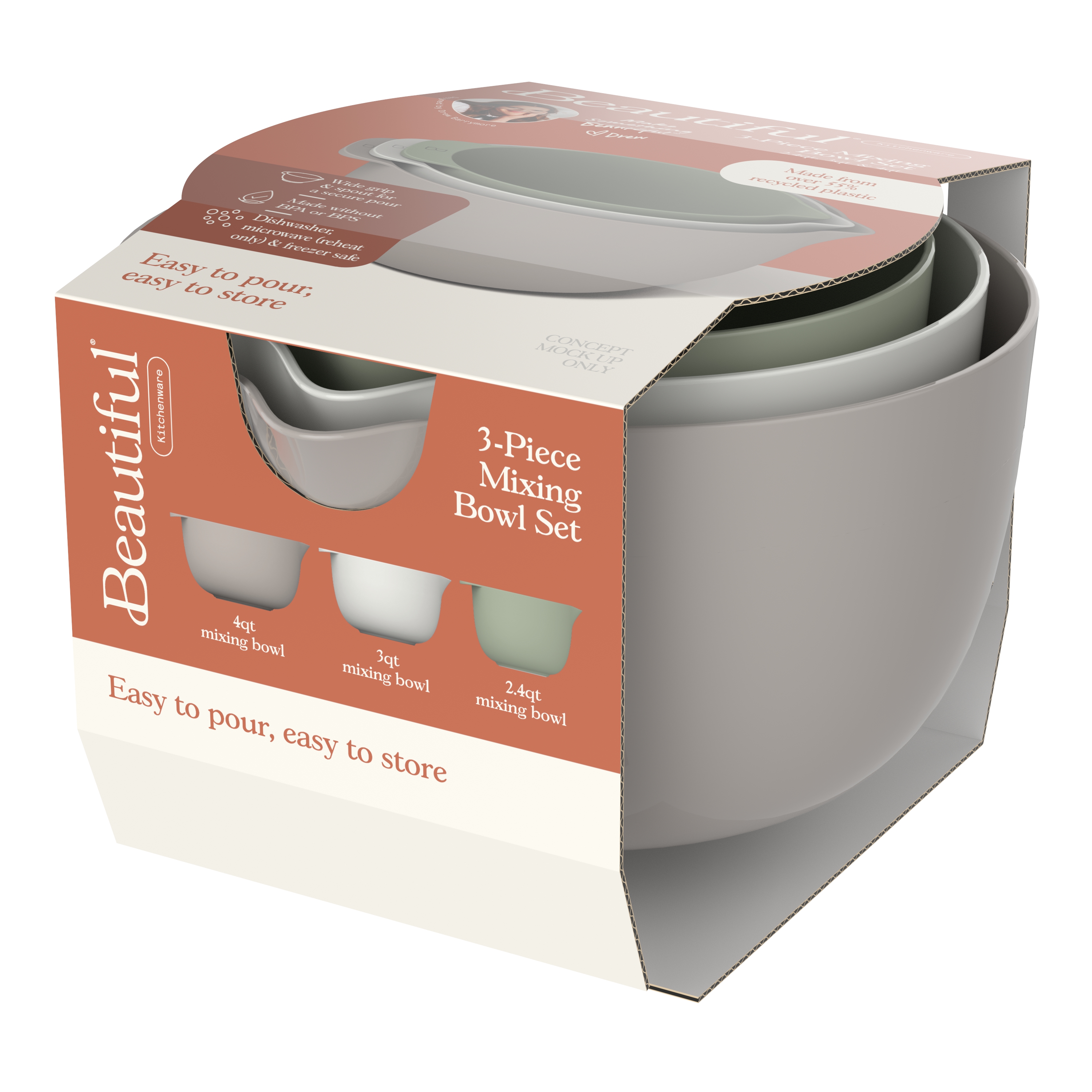 Beautiful by Drew Barrymore 3-Piece Mixing Bowl Set photo 6