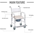 thumbnail image 5 of Hassch Bedside Commode Transport Wheelchair Foldable Bathroom Shower Chair Toilet Seat, 300lbs Capacity, White & Beige, 5 of 10