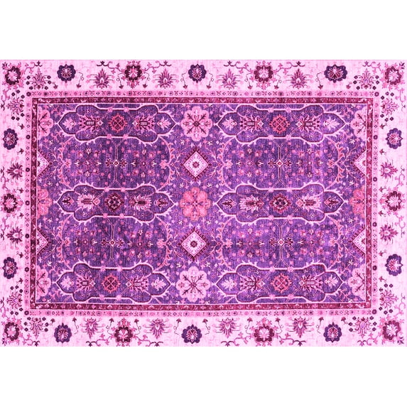 Ahgly Company Indoor Rectangle Oriental Pink Traditional Area Rugs, 6' x 9'