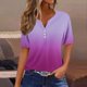 thumbnail image 2 of Mujeres de Algodón de Verano Tops de Color Sólido Casual Mediano de Manga Corta de Cuello Redondo, Camisa Ligera de Algodón de Imitación, 2 of 5